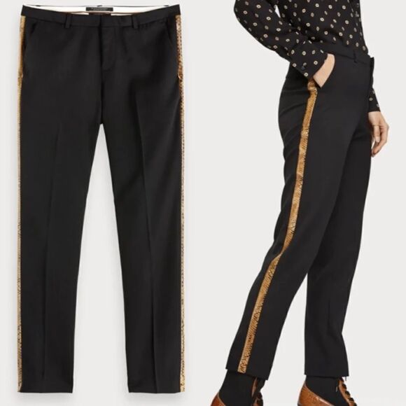 NWT Scotch & Soda Tailored Side Stripe Snake Tuxedo Trouser Pant - Picture 1 of 13